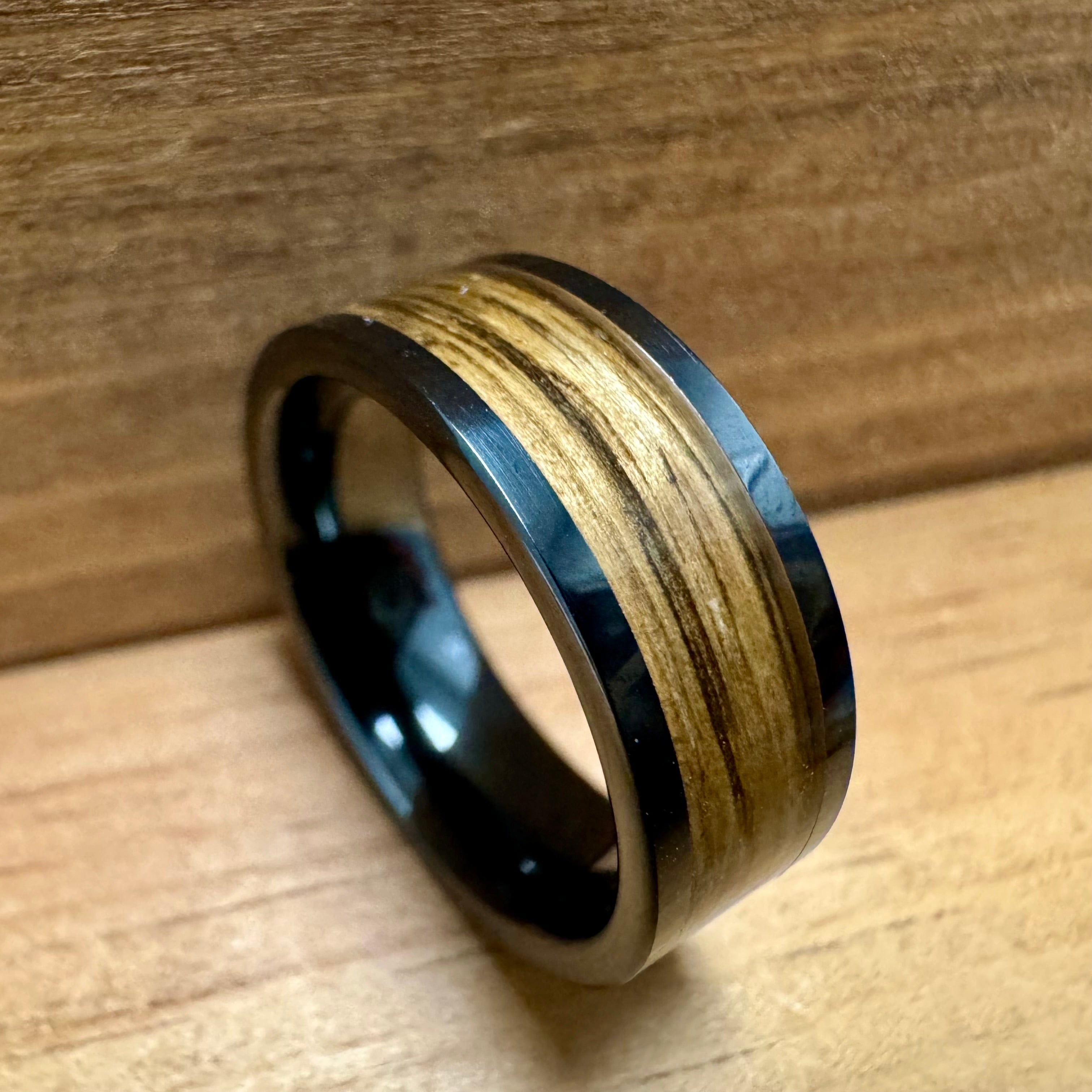 BW James Jewelers ALT Wedding Band “The Bourbon” 100% USA Made Build Your Own Ring Black Diamond Ceramic Pipe Cut 8mm High Polish Ring