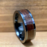 BW James Jewelers ALT Wedding Band “The H Potter” 100% USA Made Black Ceramic Ring With Wood From King's Cross Station