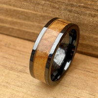 BW James Jewelers ALT Wedding Band “The Holy Land” 100% USA Made Black Ceramic Ring With Olive Wood From Israel