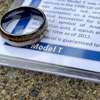 BW James Jewelers ALT Wedding Band “The Motorist” 100% USA Made Black Ceramic Ring With Wood from A Model T Wheel Spoke