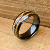 BW James Jewelers ALT Wedding Band “The Motorist” 100% USA Made Black Ceramic Ring With Wood from A Model T Wheel Spoke