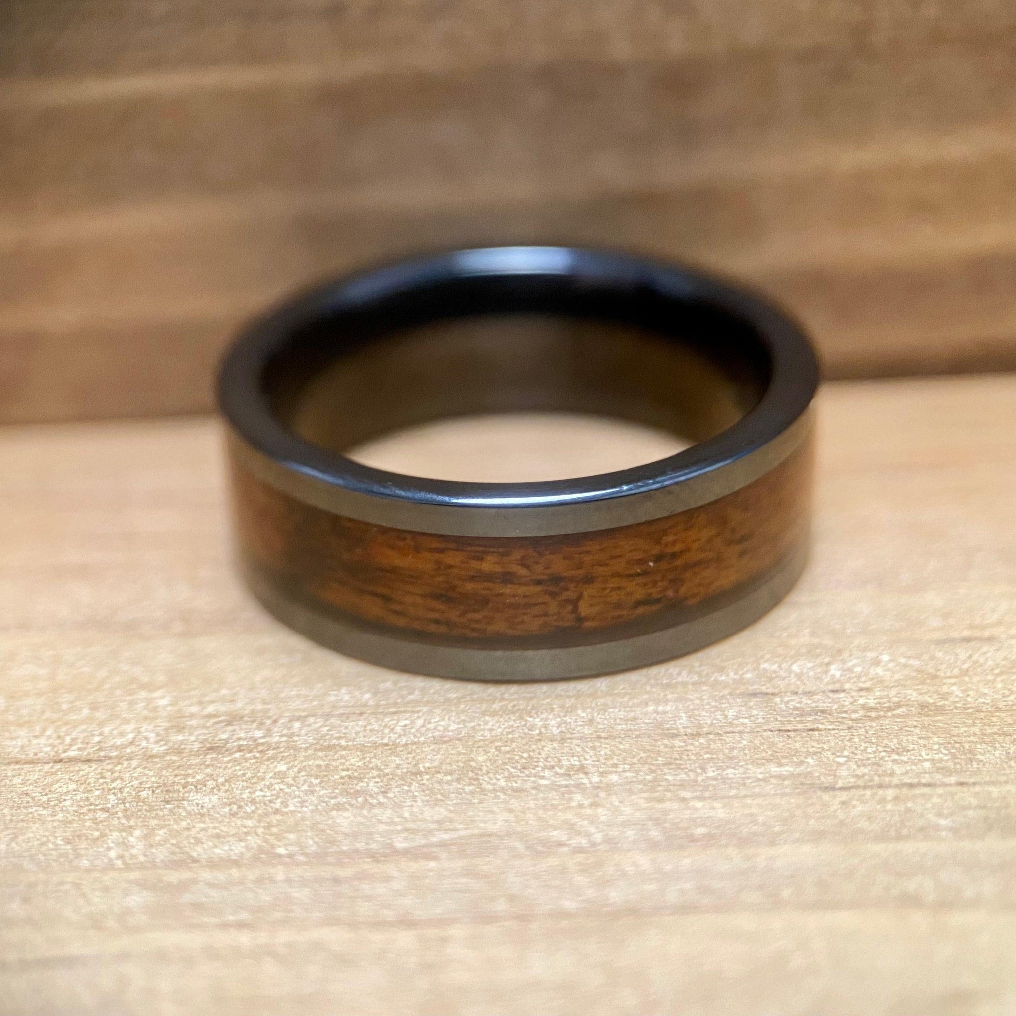 BW James Jewelers ALT Wedding Band “The Olympic” 100% USA Made Black Ceramic Ring With Wood From The RMS Olympic