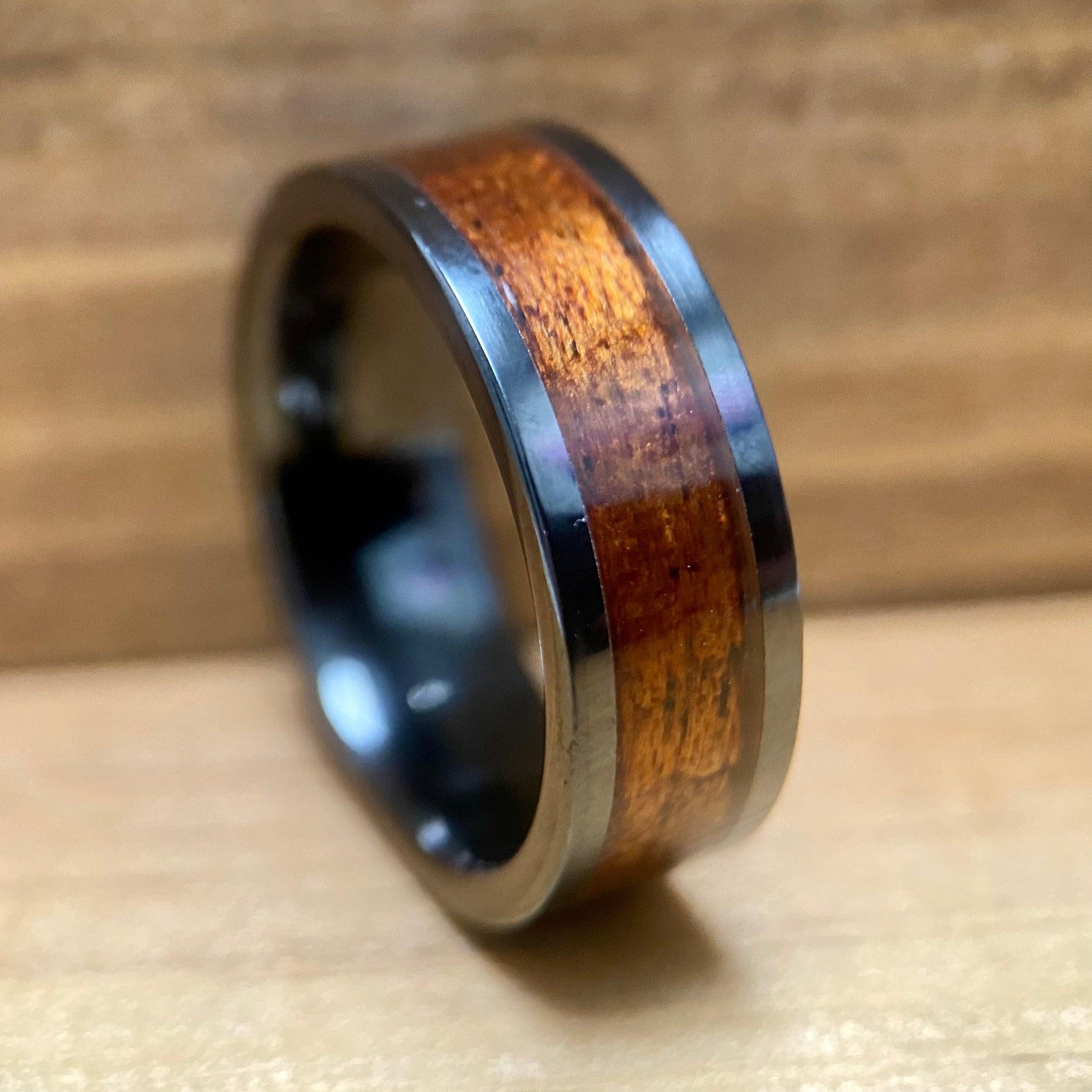 BW James Jewelers ALT Wedding Band “The Olympic” 100% USA Made Black Ceramic Ring With Wood From The RMS Olympic