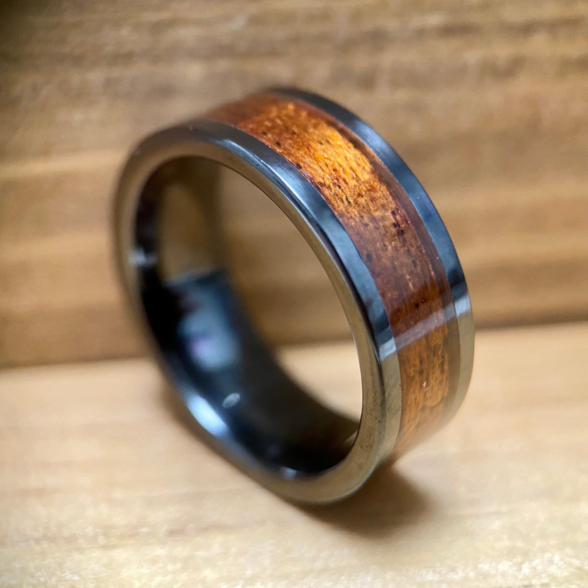 BW James Jewelers ALT Wedding Band “The Olympic” 100% USA Made Black Ceramic Ring With Wood From The RMS Olympic