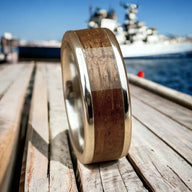 BW James Jewelers ALT Wedding Band “The Pearl Harbor” 100% USA Made Serinium® Metal With Wood From The USS California