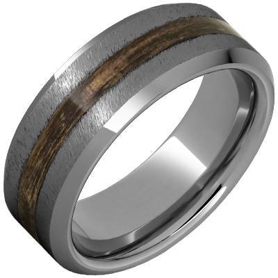 BW James Jewelers ALT Wedding Band "The Pursuer" 100% USA Made Build Your Own Ring Rugged Tungsten Beveled Edge Band with Grain Finish