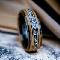 BW James Jewelers ALT Wedding Band “The Space Cowboy”  ✓Kentucky Bourbon Barrel™✓Black Ceramic ✓Guitar String ✓Meteorite