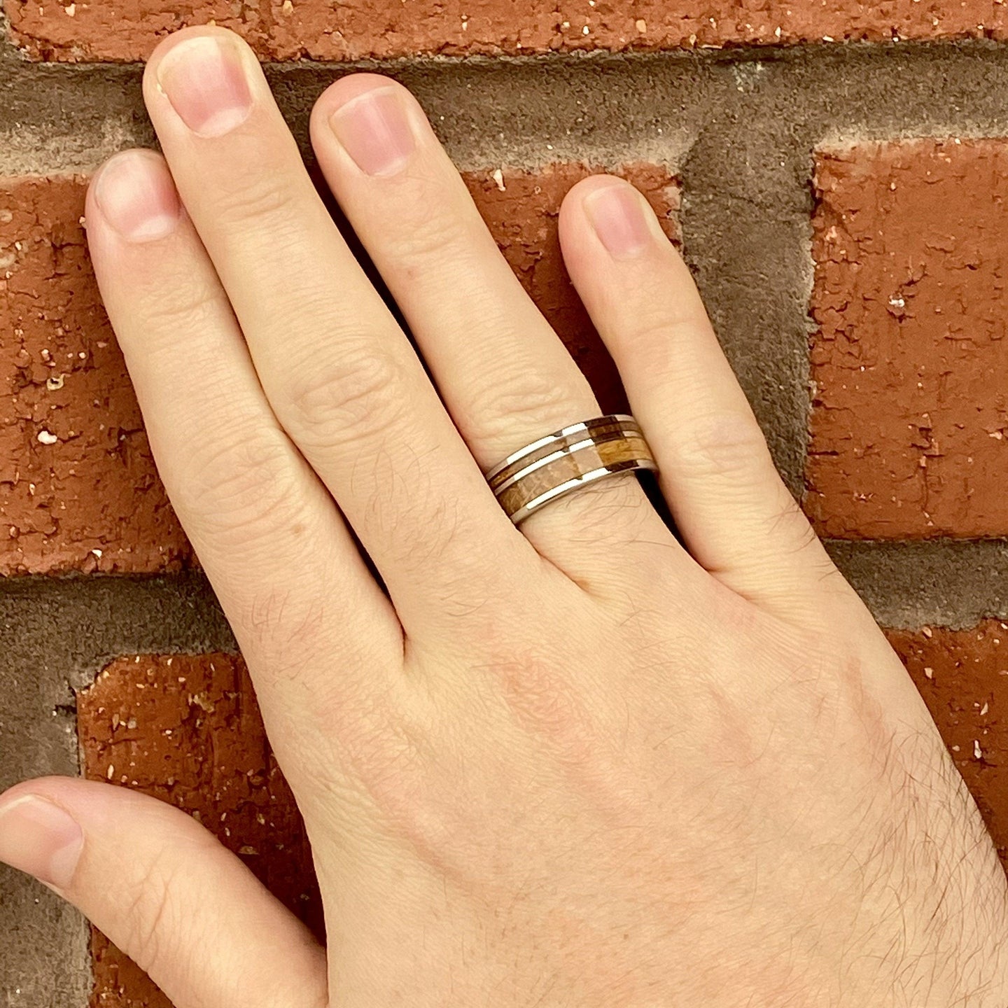 BW James Jewelers ALT Wedding Band “The Whiskey Lover” Tungsten Ring With Reclaimed Bourbon Whiskey Barrel Wood