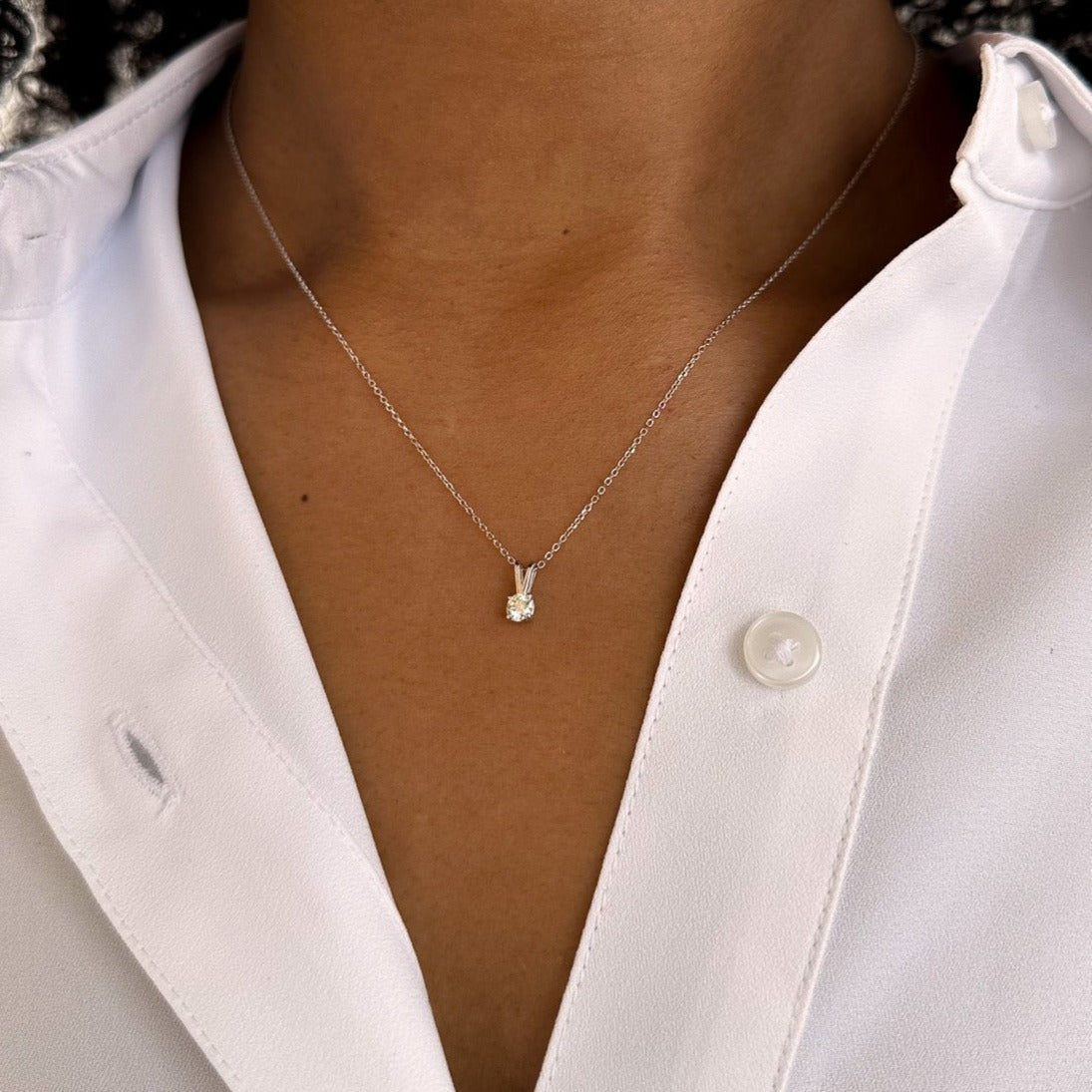 BW James Jewelers Diamond Drop Solitaire Necklace