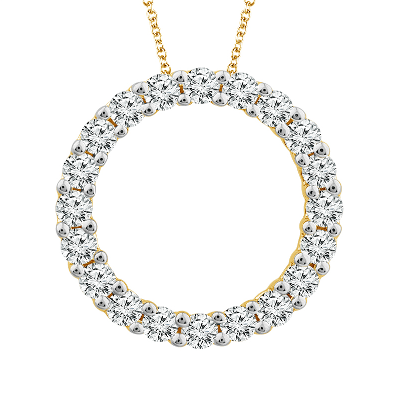 BW James Jewelers Yellow Gold Circling Back Diamond Necklace