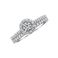 Love Story Engagement Ring 14k Love Story Round Halo Diamond Bridal Set