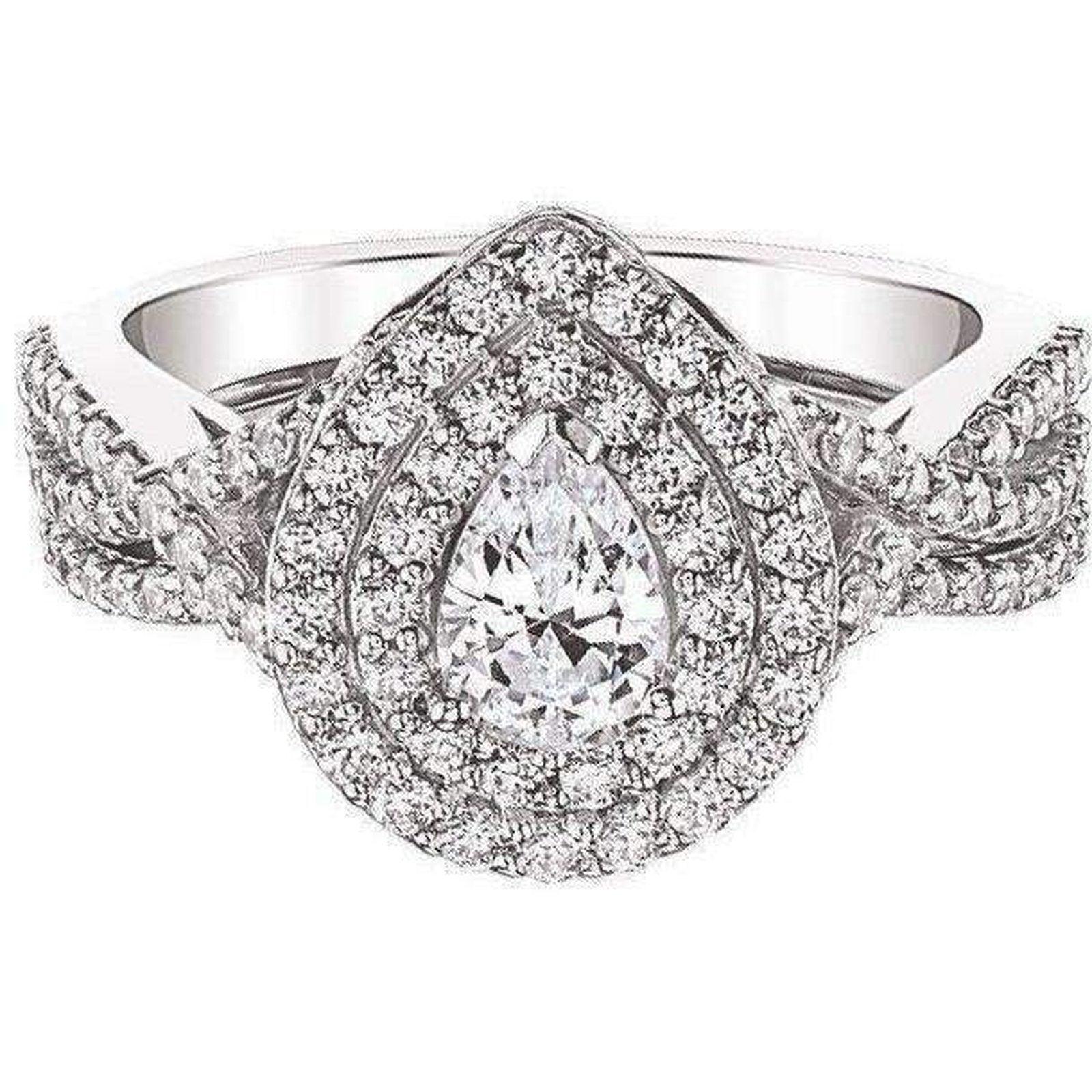 Love Story Pear Shape Halo Diamond Ring