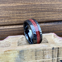 BW James Jewelers ALT Wedding Band "The Tide" 100% USA Made Build Your Own Ring Black Diamond Ceramic Scored Finish Offset Inlay