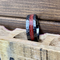 BW James Jewelers ALT Wedding Band "The Tide" 100% USA Made Build Your Own Ring Black Diamond Ceramic Scored Finish Offset Inlay