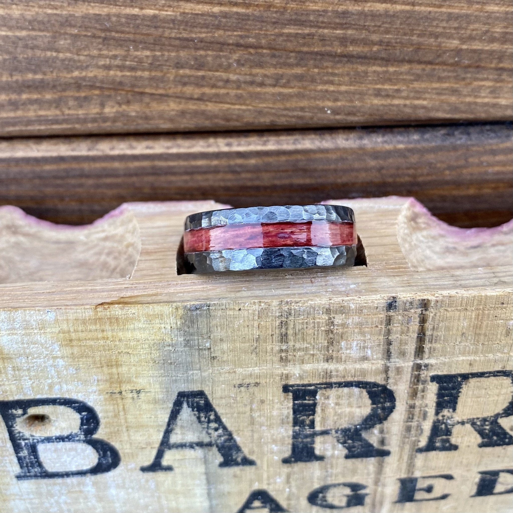 BW James Jewelers ALT Wedding Band "The Tide" 100% USA Made Build Your Own Ring Black Diamond Ceramic Scored Finish Offset Inlay