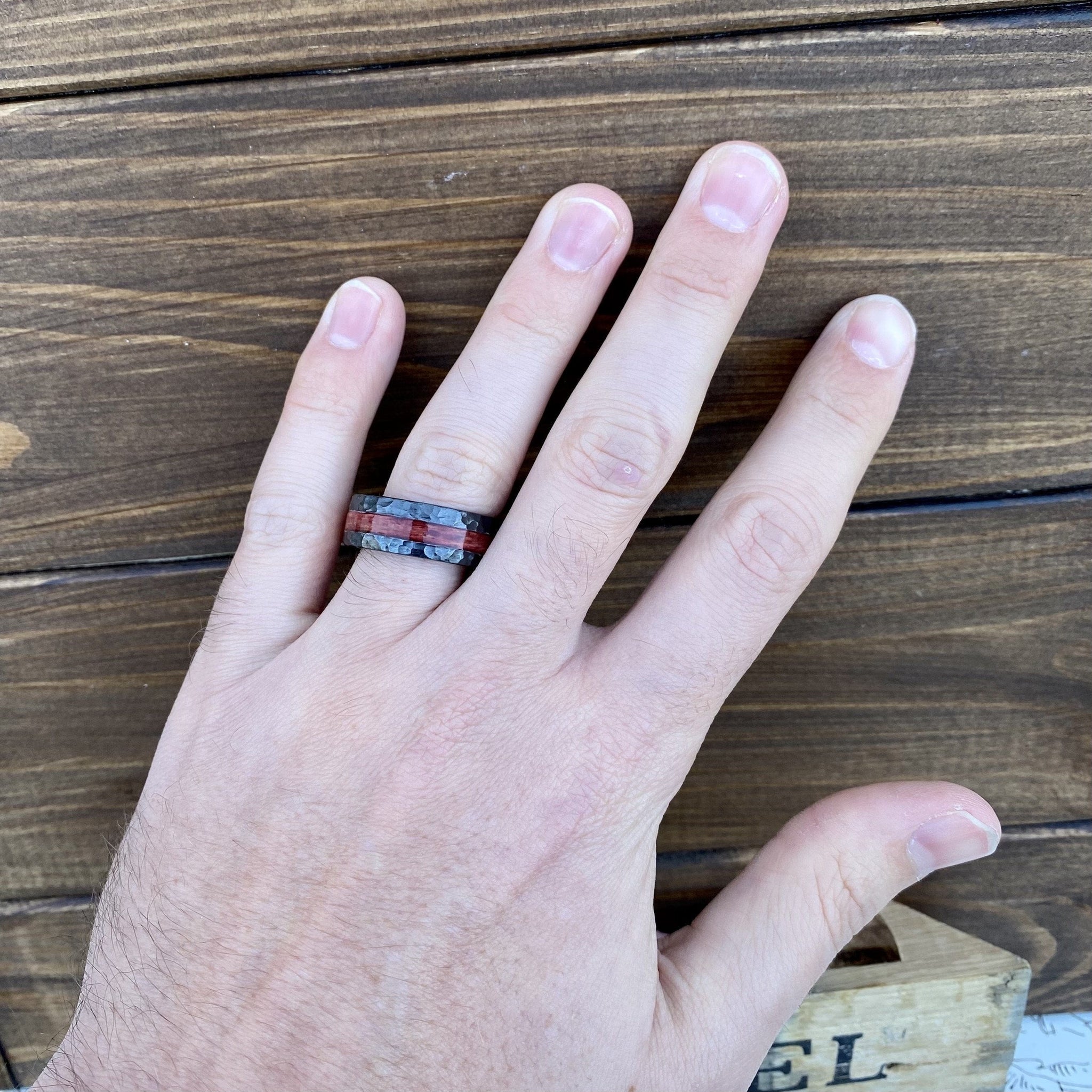 BW James Jewelers ALT Wedding Band "The Tide" 100% USA Made Build Your Own Ring Black Diamond Ceramic Scored Finish Offset Inlay