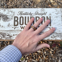 "The Lexington" 8mm Kentucky Straight Bourbon Barrel Inlay Ring Set In Solid Black Ceramic ALT Wedding Band BW James Jewelers