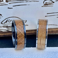 "The Kentuckian " 8mm Kentucky Straight Bourbon Whiskey Barrel Inlay Ring Set In Solid Durable Tungsten ALT Wedding Band BW James Jewelers