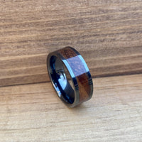 "The Thompson" 100% USA Made Black Ceramic Ring With Wood From A Thompson M1A1 Firearm ALT Wedding Band BW James Jewelers