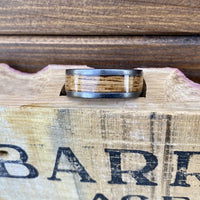 100% USA Made 8mm Black Diamond Ceramic Pipe Cut Band with Bourbon Barrel Inlay and Stone Finish Barrel Aged