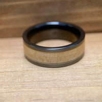 "The Yankee Grand Slam" 100% USA Made Black Ceramic Ring With Wood From Fenway Park ALT Wedding Band BW James Jewelers