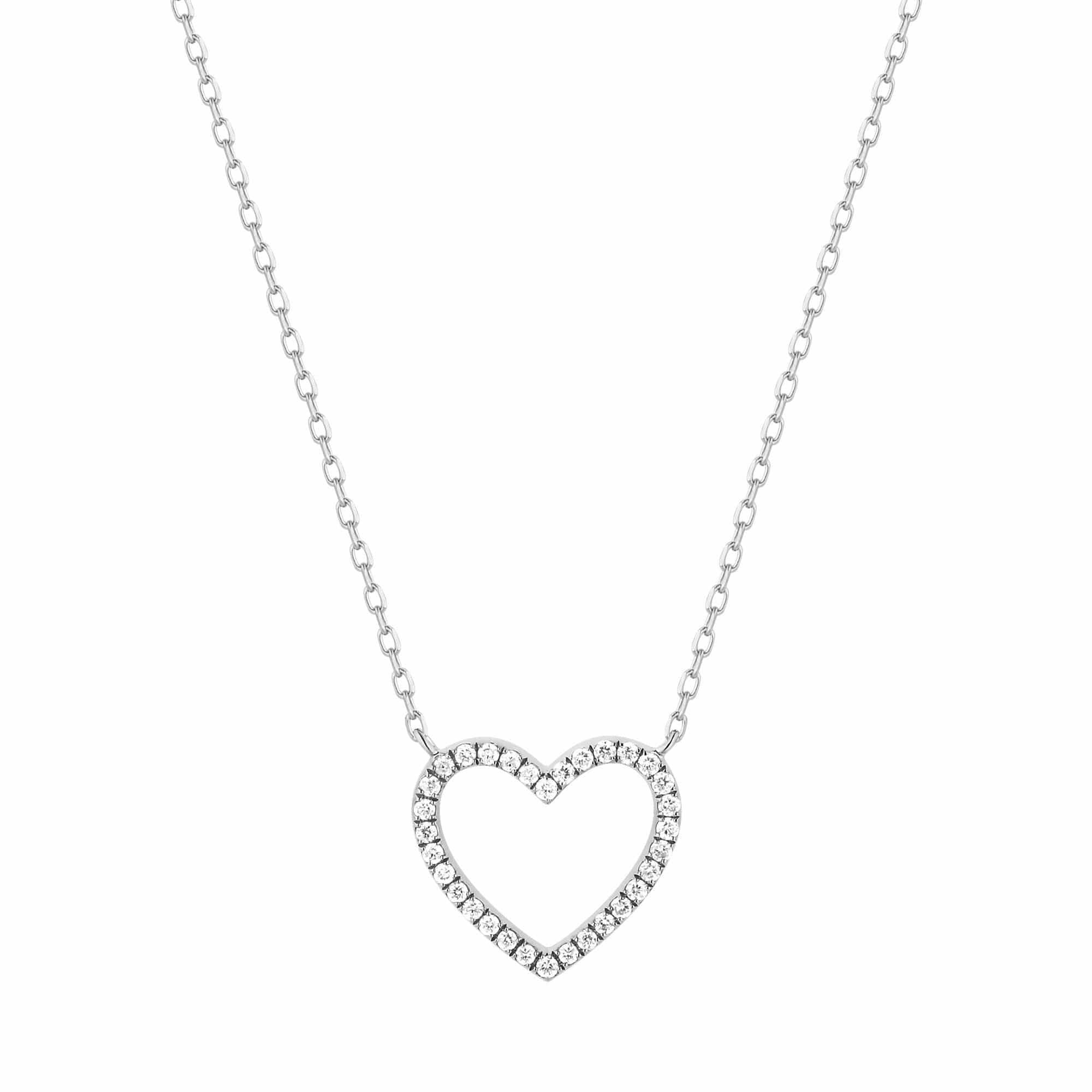AURELIE GI Necklaces White Gold EMMA | Open Diamond Heart Necklace