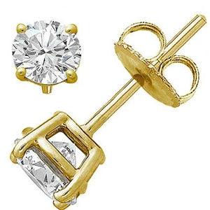 AV Diamonds Earrings LADIES SOLITAIRE STUD EARRING 1/2 CT ROUND DIAMOND 14K YELLOW GOLD (EXCELLENT QUALITY)