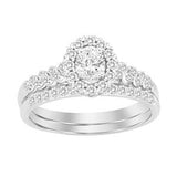 AV Diamonds LADIES BRIDAL RING SET 1/2 CT OVAL/ROUND DIAMOND 14K WHITE GOLD