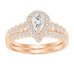 AV Diamonds LADIES BRIDAL RING SET 1/2 CT PEAR/ROUND DIAMOND 14K ROSE GOLD
