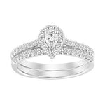 AV Diamonds LADIES BRIDAL RING SET 1/2 CT PEAR/ROUND DIAMOND 14K WHITE GOLD
