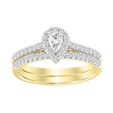 AV Diamonds LADIES BRIDAL RING SET 1/2 CT PEAR/ROUND DIAMOND 14K YELLOW GOLD