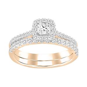 AV Diamonds LADIES BRIDAL RING SET 1/2 CT PRINCESS/ROUND DIAMOND 14K ROSE GOLD