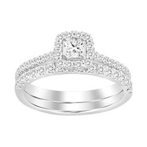 AV Diamonds LADIES BRIDAL RING SET 1/2 CT PRINCESS/ROUND DIAMOND 14K WHITE GOLD