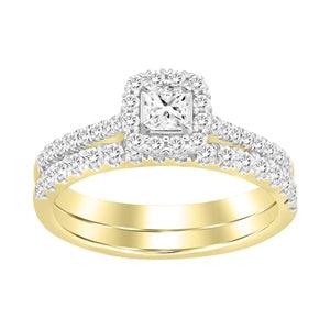 AV Diamonds LADIES BRIDAL RING SET 1/2 CT PRINCESS/ROUND DIAMOND 14K YELLOW GOLD