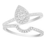 AV Diamonds LADIES BRIDAL RING SET 1/3 CT ROUND/BAGUETTE DIAMOND 10K WHITE GOLD