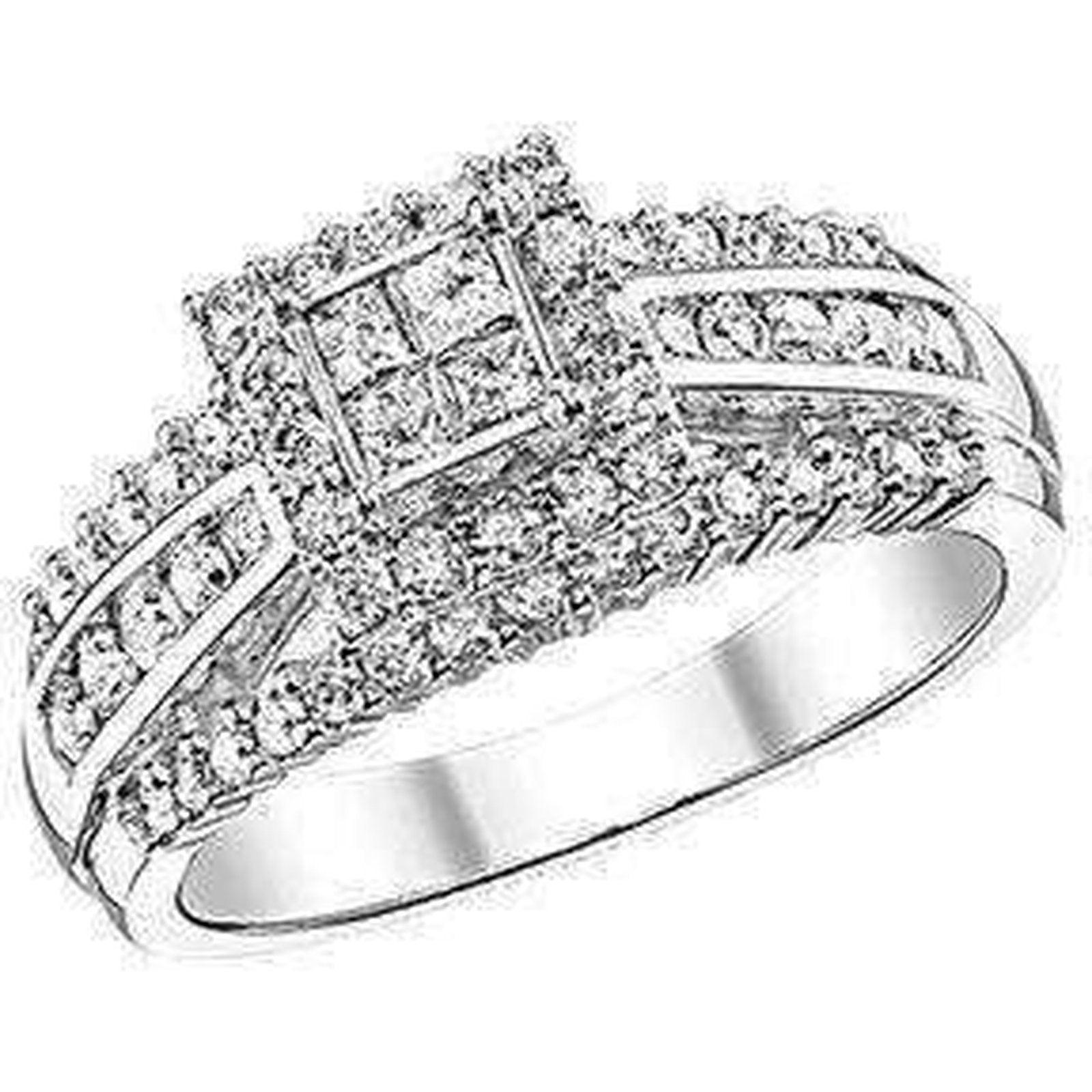 Beautiful Bride Engagement Ring Princess Cut Halo Double Band Diamond Ring 1ctw
