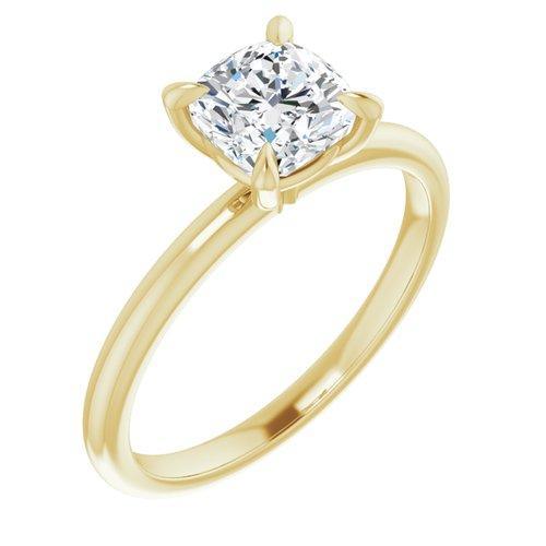 BW JAMES Engagement Ring Cushion / Yellow "The Olivia" 14K Solitaire Engagement Ring Semi Mount