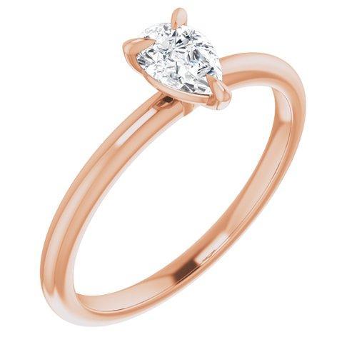 BW JAMES Engagement Ring Pear / Rose "The Olivia" 14K Solitaire Engagement Ring Semi Mount
