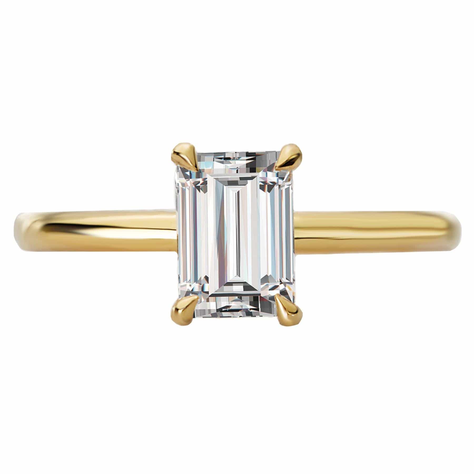 BW JAMES Engagement Rings "The Camilla" Emerald Cut Solitaire Hidden Halo Semi-Mount Diamond Ring