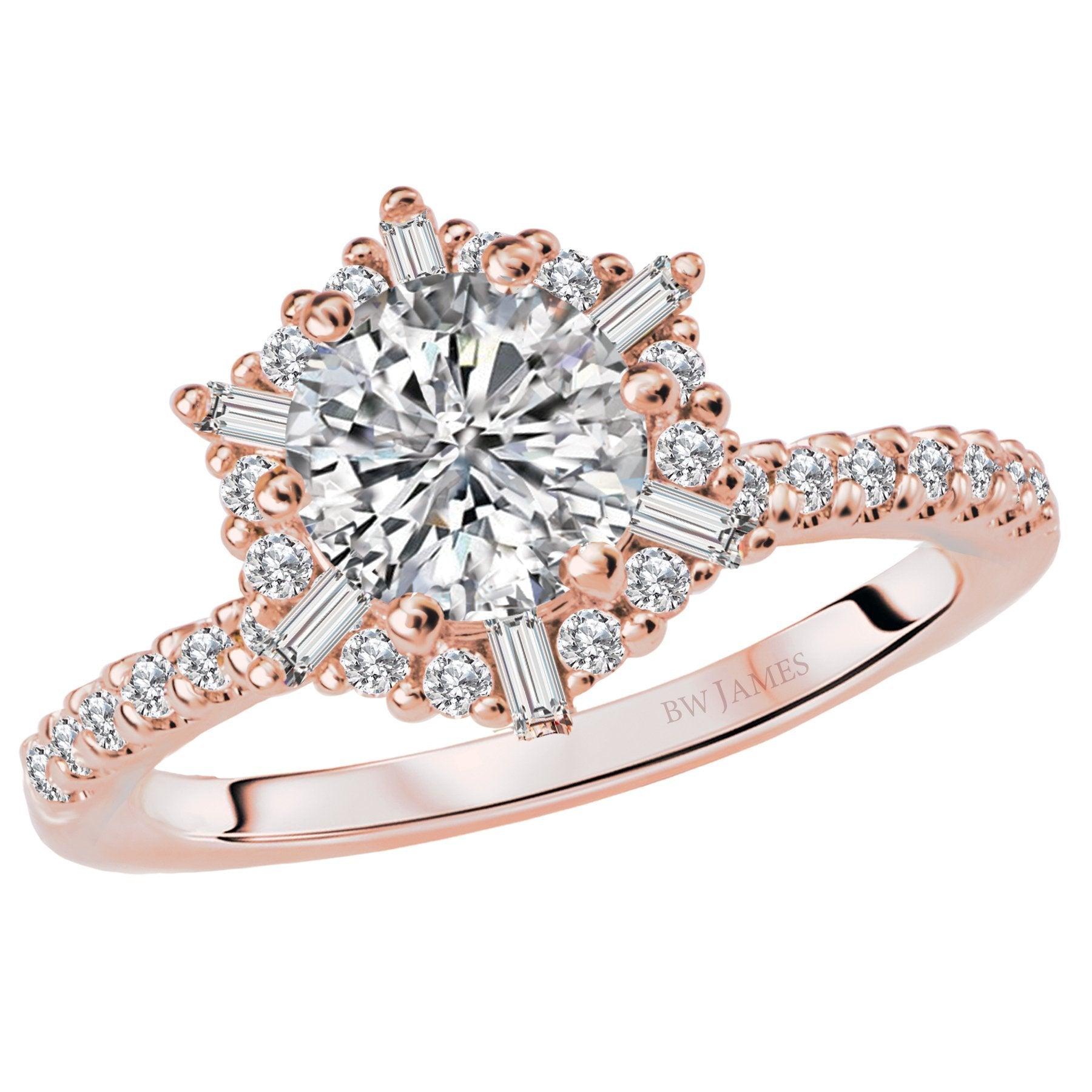 BW JAMES Engagement Rings " The Carson" Halo Semi-Mount Diamond Ring