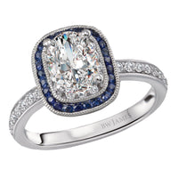 BW JAMES Engagement Rings "The Cheyenne" Halo Semi Mount Diamond and Gemstone Ring