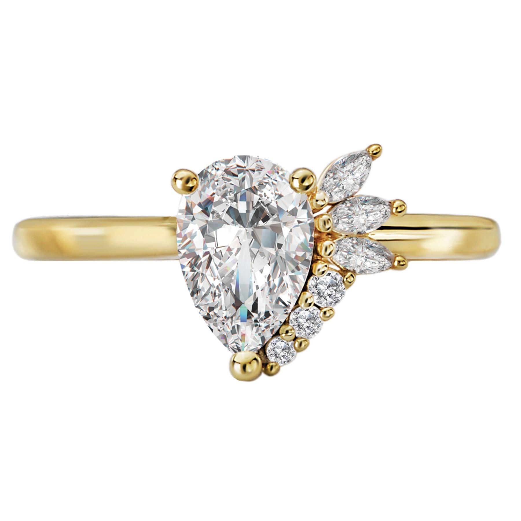 BW JAMES Engagement Rings "The Dana" Pear Shape Free Form Semi-Mount Diamond Ring