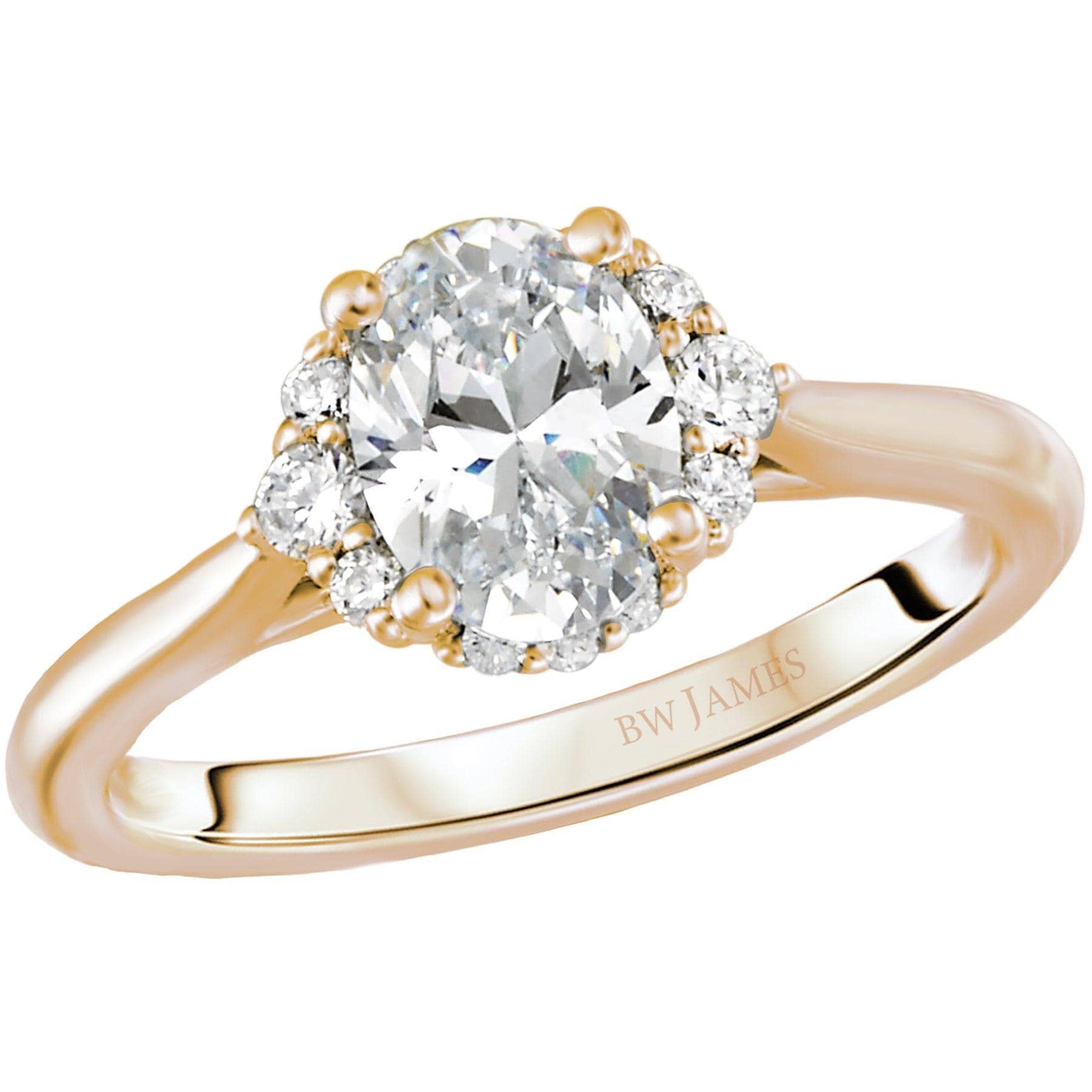 BW JAMES Engagement Rings "The Elle" Classic Oval Shape Semi-Mount Diamond Ring