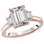 BW JAMES Engagement Rings "The Faith" Emerald Shape Three Stone  Semi-Mount Diamond Ring