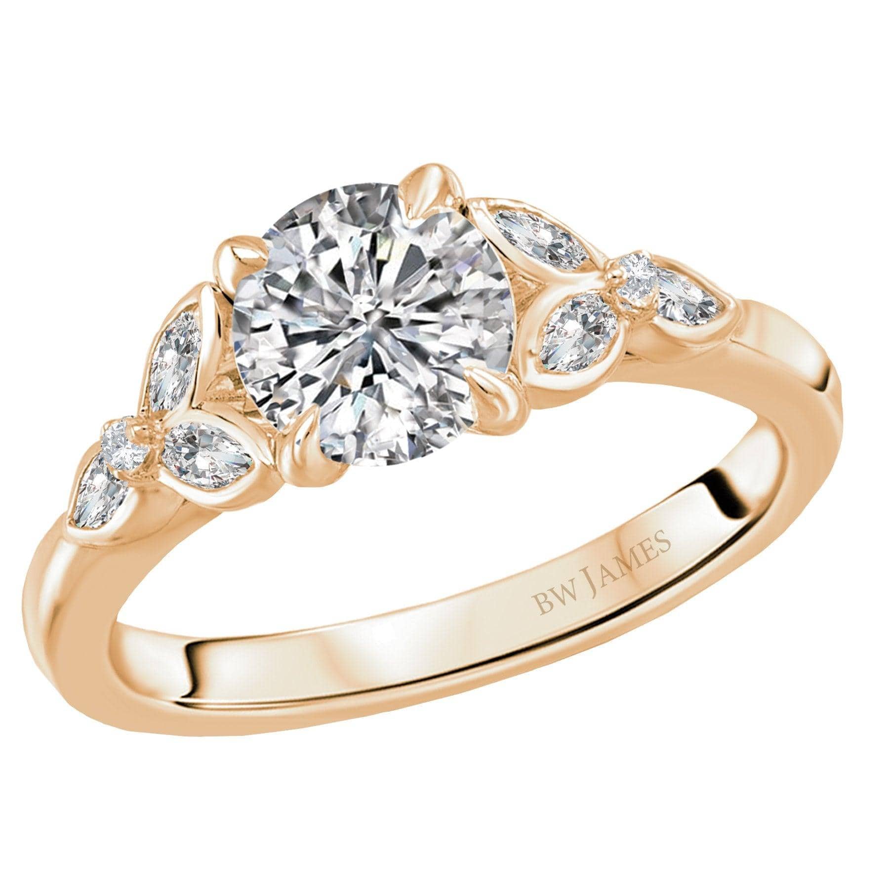 BW JAMES Engagement Rings "The Garden City" Classic Semi-Mount Floral Design Diamond Ring
