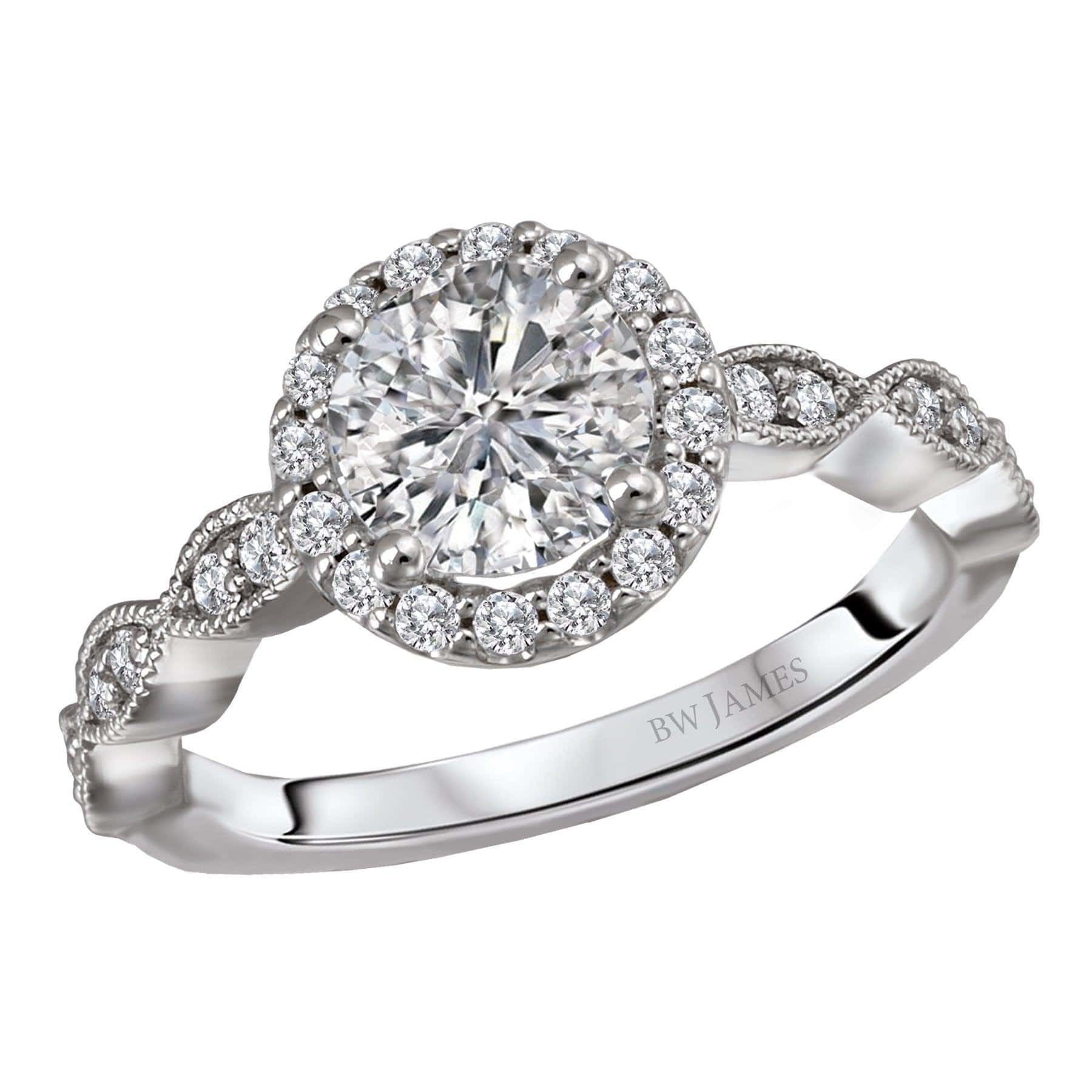BW JAMES Engagement Rings "The Havana" Halo Semi-Mount Diamond Ring