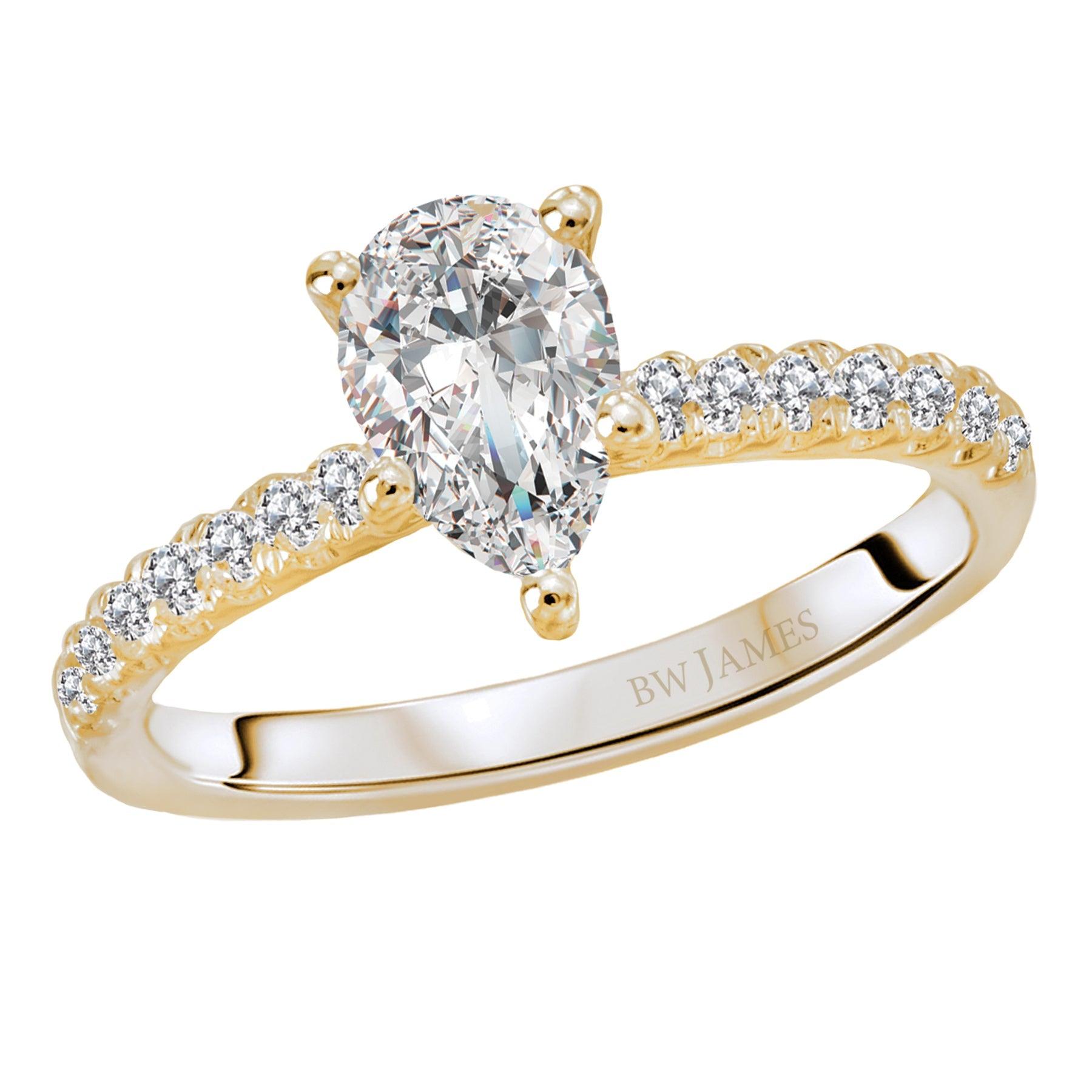 BW JAMES Engagement Rings "The Meredith" Classic Pear Shape Semi-Mount Diamond Ring