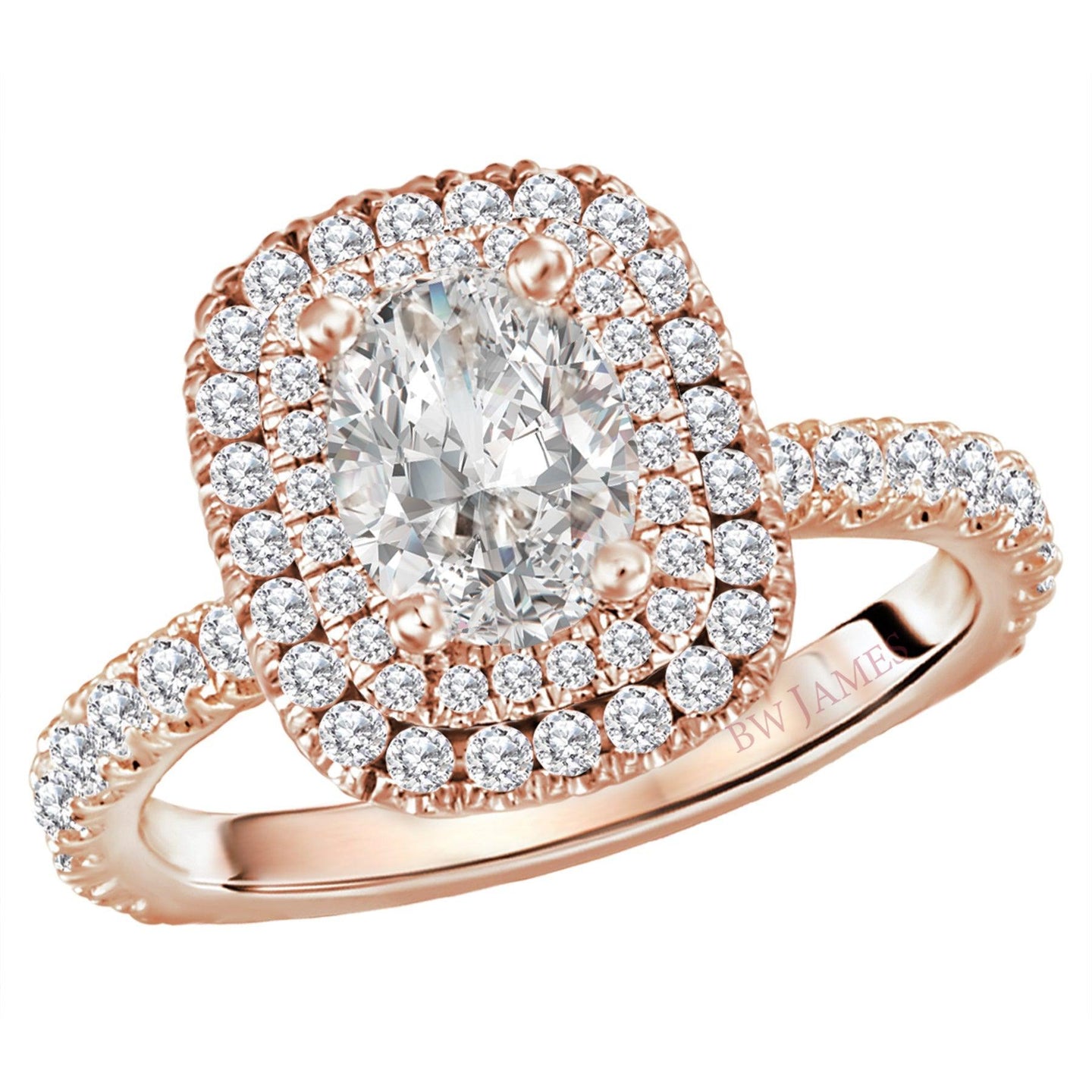 BW JAMES Engagement Rings "The Nevada " Oval Double Halo Diamond Ring