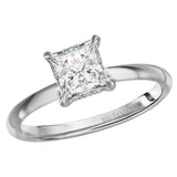 BW JAMES Engagement Rings "The Princess" Princess Cut Solitaire Hidden Halo Semi-Mount Diamond Ring
