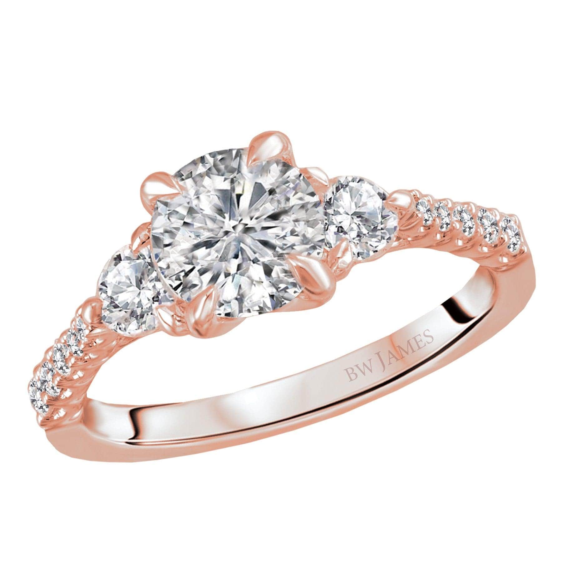 BW JAMES Engagement Rings "The Raleigh" Three Stone Semi-Mount Diamond Ring